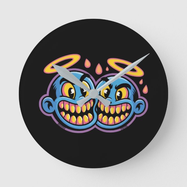 Smiling faces. round clock (Front)