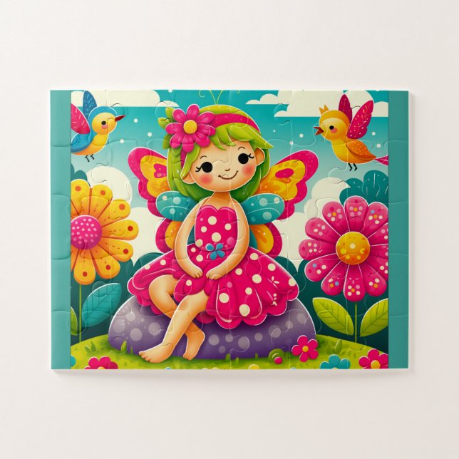 "SMILING FAIRY AND BIRDS" - JIGSAW PUZZLE (Horizontal)