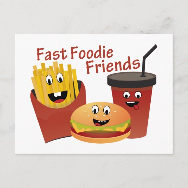 Smiling Fast Foodie Friends Postcard (Front)