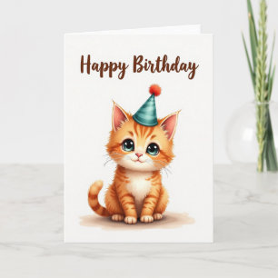 Smiling Feline Birthday Card