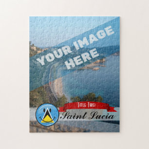 Smiling Flag of Saint Lucia Jigsaw Puzzle