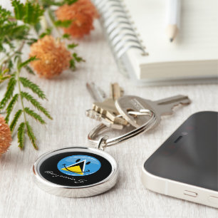 Smiling Flag of Saint Lucia Key Ring