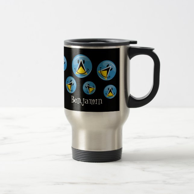 Smiling Flag of Saint Lucia Travel Mug (Right)