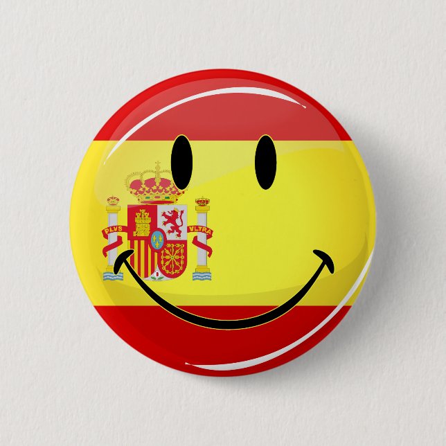 Smiling Flag of Spain 6 Cm Round Badge (Front)