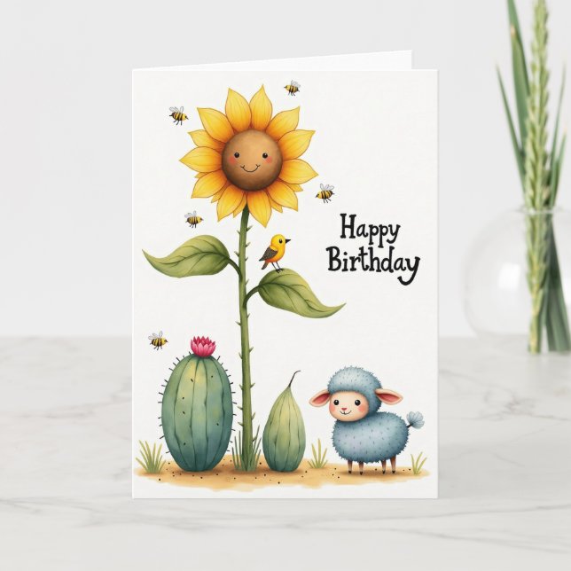 Smiling Flower Birthday Card (Front)