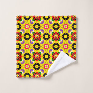 🌸 Smiling Flowers & Bees Garden Joy 🐝 Wash Cloth