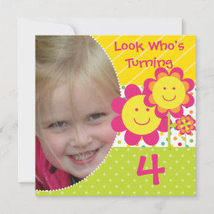 Smiling Flowers Custom Photo Invitation