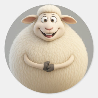 Smiling Fluffy Cartoon Sheep Sticker