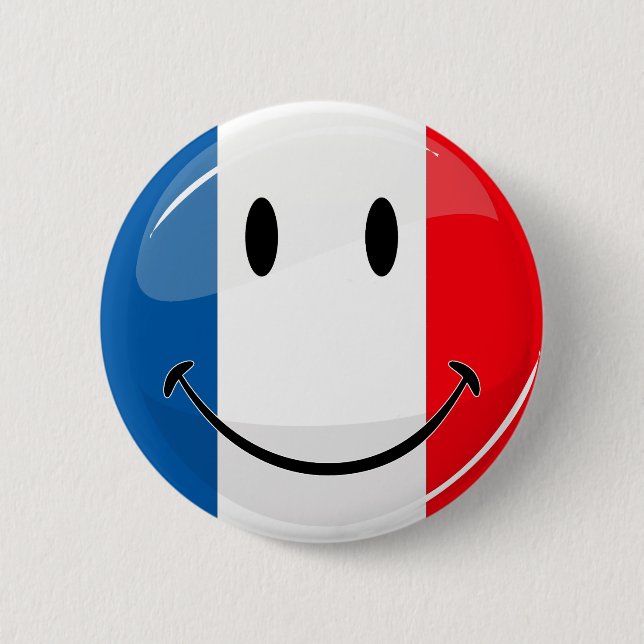 Smiling French Flag 6 Cm Round Badge (Front)