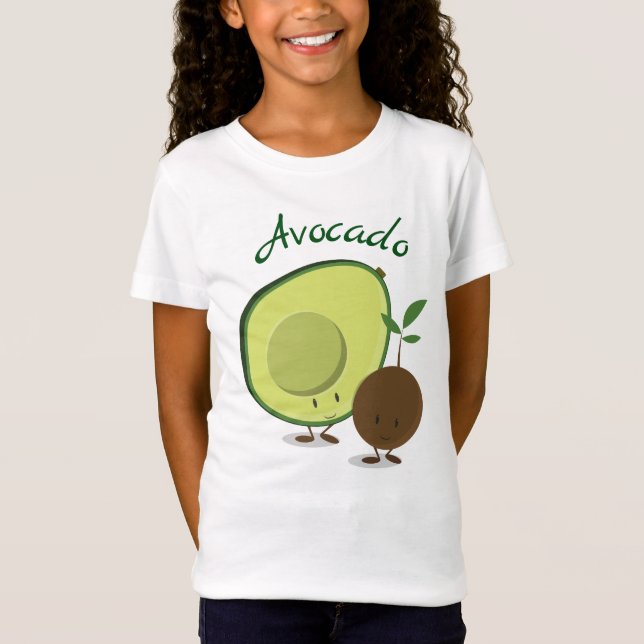 Smiling Friendly Avocado Cartoon Charactes T-Shirt (Front)