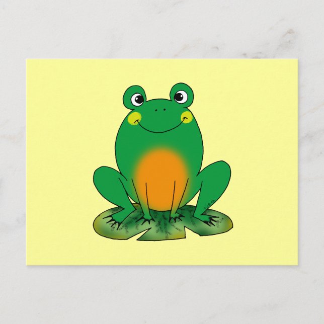Smiling Frog on Lily Pad Design  Postcard (Front)