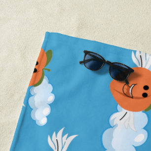 Smiling Fruit Funny Peach Food Humour Emojis Joke Beach Towel