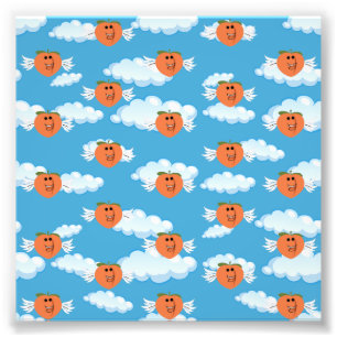Smiling Fruit Funny Peach Food Humour Emojis Joke Photo Print