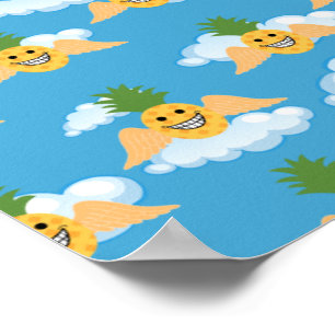 Smiling Fruit Funny Pineapple Happy Face Emojis Poster