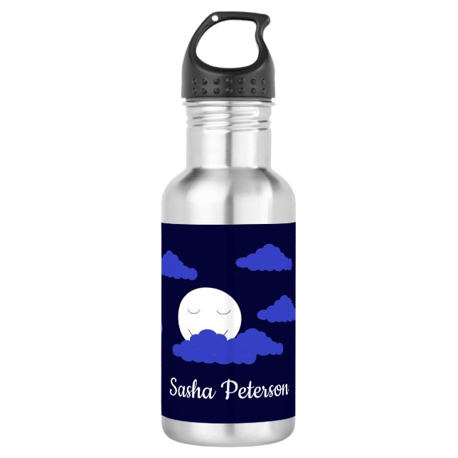 Smiling Full Moon with Clouds:  532 Ml Water Bottle (Front)