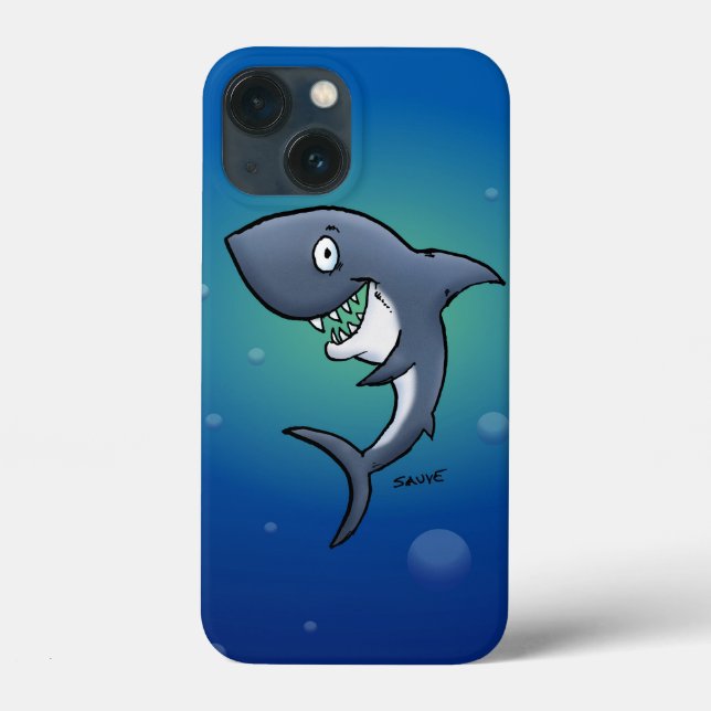 Smiling Funny Shark on Blue Background Case-Mate iPhone Case (Back)