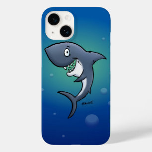Smiling Funny Shark on Blue Background Case-Mate iPhone 14 Case