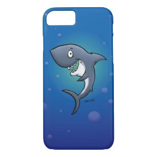 Smiling Funny Shark on Blue Background Case-Mate iPhone Case