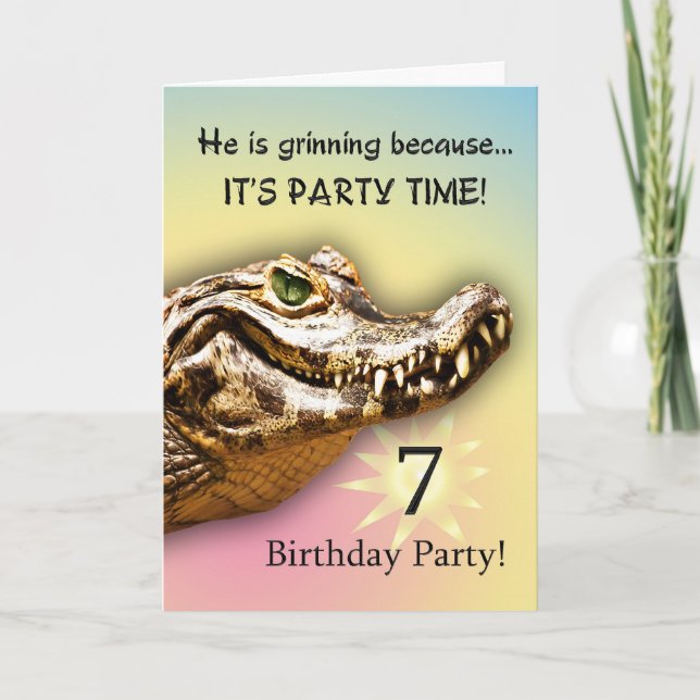 Smiling gator party invitation (Front)