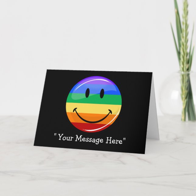 Smiling Gay Pride Flag Custom Greeting Card (Front)