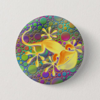 Smiling Gecko - coloured dots 6 Cm Round Badge