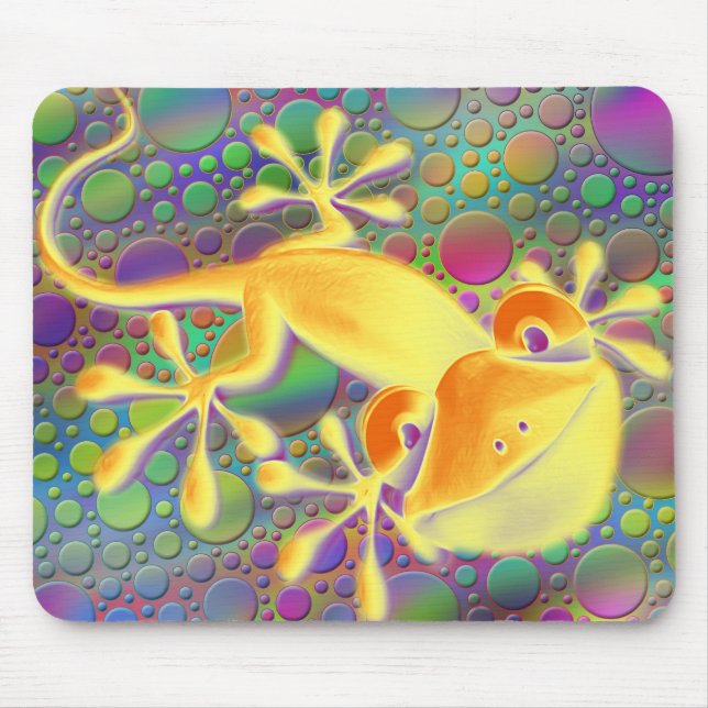 Smiling Gecko - coloured dots Mouse Pad (Front)