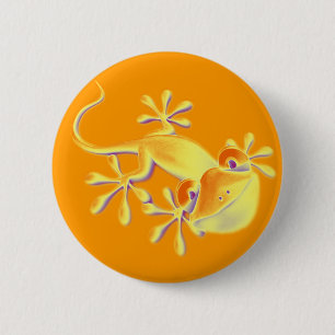 Smiling Gecko - orange 6 Cm Round Badge