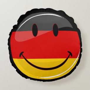 Smiling German Flag Round Cushion