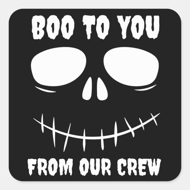Smiling Ghost Face Funny Halloween Kids Boo To You Square Sticker (Front)