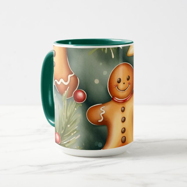 Smiling ginger breadman Christmas Pattern  Mug (Front Left)