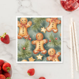 Smiling ginger breadman Christmas Pattern Napkin