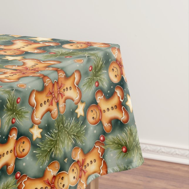 Smiling ginger breadman Christmas Pattern  Tablecloth (In Situ)
