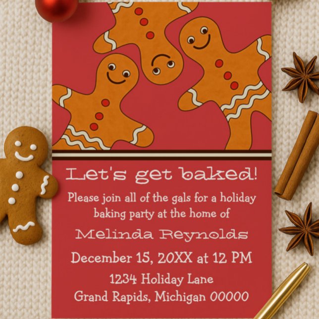 Smiling Gingerbread Men Christmas Party Invite (Smiling Gingerbread Men Christmas Party Invitation
)