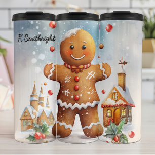 Smiling Gingerbread Winter Charm Thermal Tumbler