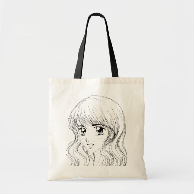 Smiling Girl - Manga Inspired Face Expression Tote Bag (Front)