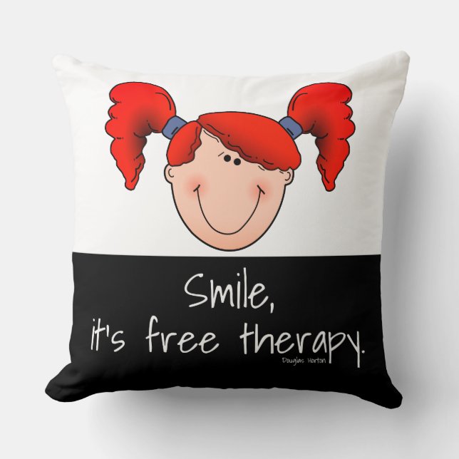 Smiling Girl Throw Pillow (Front)