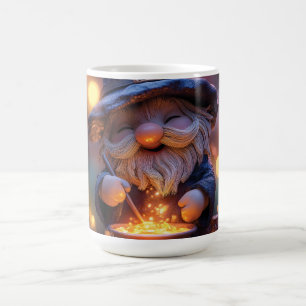 Smiling Gnome Stirring Magic Pot Coffee Mug