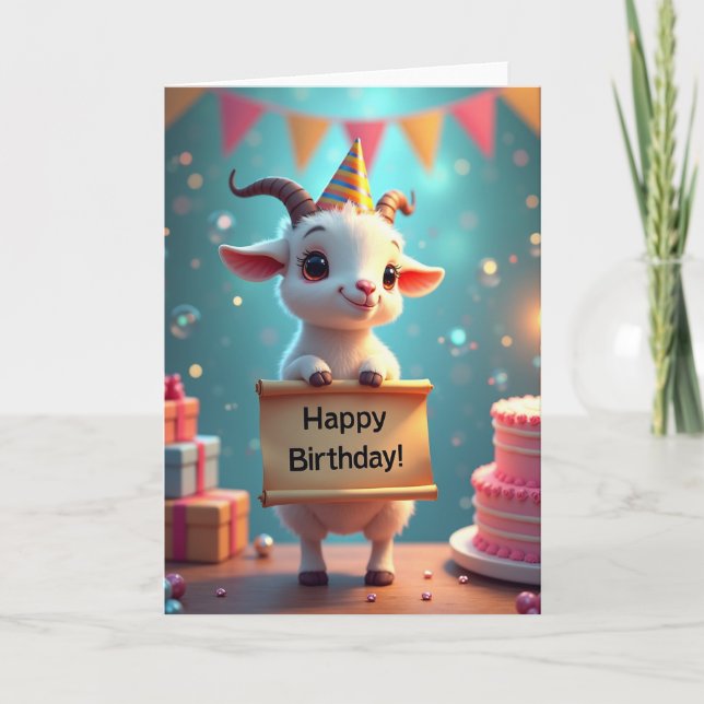 Smiling Goat Birthday Card (Front)
