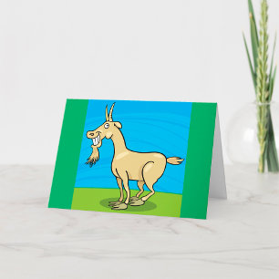 Smiling Goat Cartoon Farm Animal Card