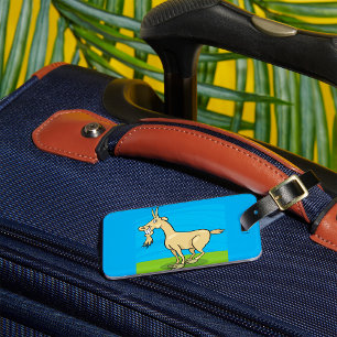 Smiling Goat Cartoon Farm Animal Luggage Tag