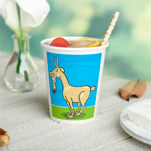 Smiling Goat Cartoon Farm Animal Paper Cups
