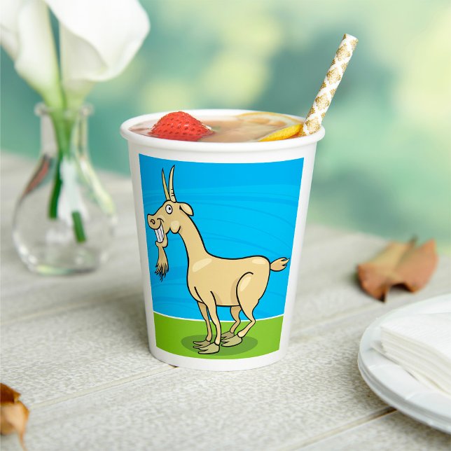 Smiling Goat Cartoon Farm Animal Paper Cups (Creator Uploaded)