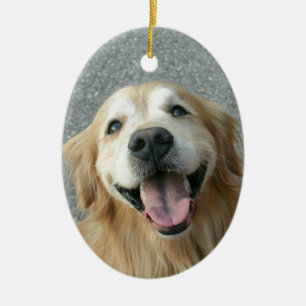 Smiling Golden Retriever Ceramic Tree Decoration