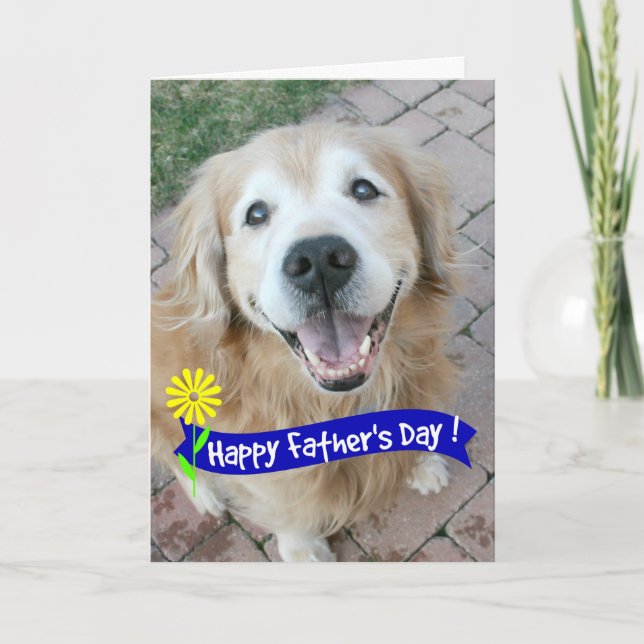 Smiling Golden Retriever Fathers Day Card (Front)