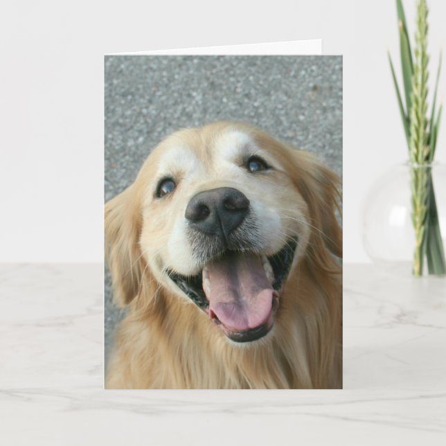 Smiling Golden Retriever Thank You Card (Front)
