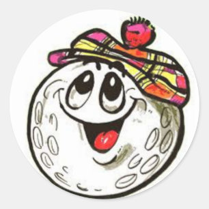 Smiling Golf Ball Face Sticker