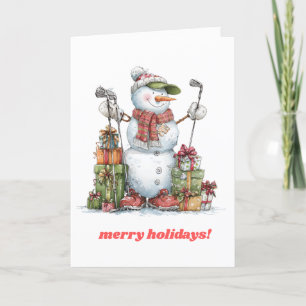 Smiling Golfer Christmas Card