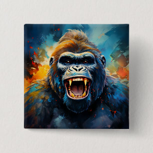 Smiling Gorilla  15 Cm Square Badge