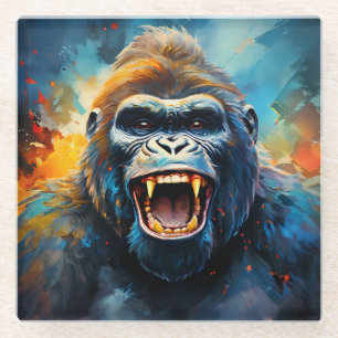 Smiling Gorilla Glass Coaster