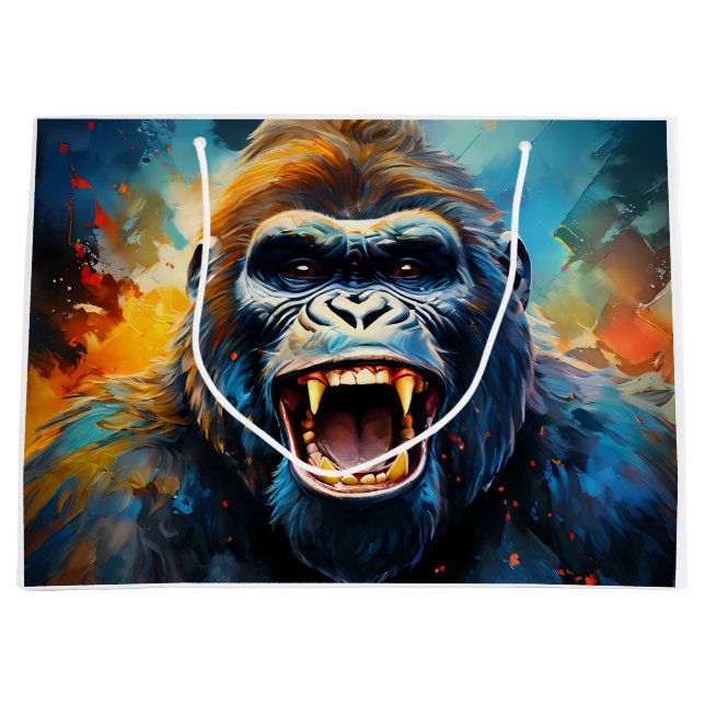 Smiling Gorilla  Large Gift Bag (Front)